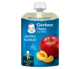GERBER Piure din fructe de mere, caise