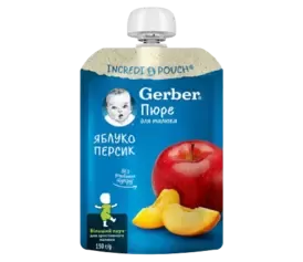 GERBER Piure din fructe de mere, piersic